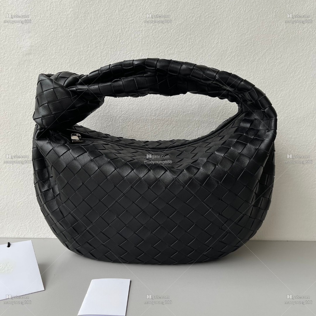 12A Upgrade Mirror Quality Designer Small Jodie Hobo for Women 36cm Lambskin Leather Knotted Satchel Bags Cloud Bag Dumplings Knitting Handbag Black Evening Bag