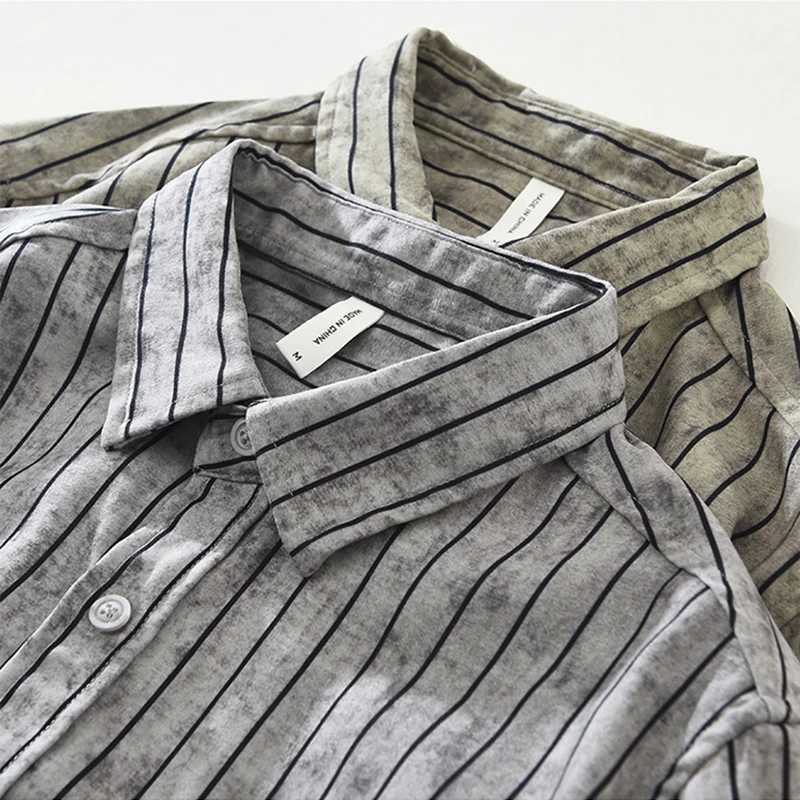 2026 Spring Autumn New Vintage Striped Long Sleeve Shirt for Men Clothing Turn-down Collar Versatile Streetwear M260305