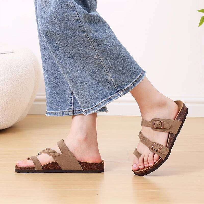Kidmi Summer New Women's With Double Adjustable Buckle Casual Non-slip Comfortable Beach Slippers Outdoor Women Sandals