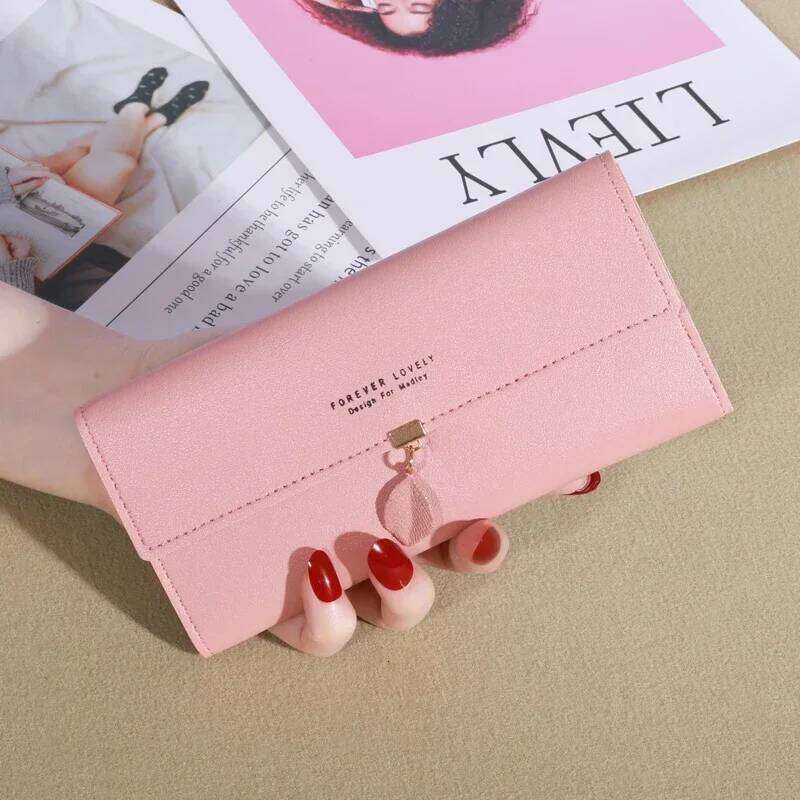 Simple Solid Color Long Wallet, Casual All-Match Card Coin Purse, Portable Clutch Bag C260304