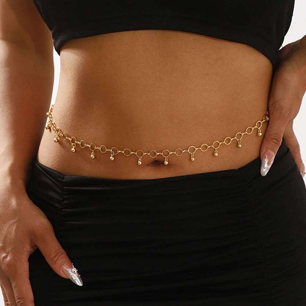 Sexy Vintage Belly Heart Crystal Pendant Waist Chain Beads Belt Streetwear Summer Women Fashion Body Jewelry S260304