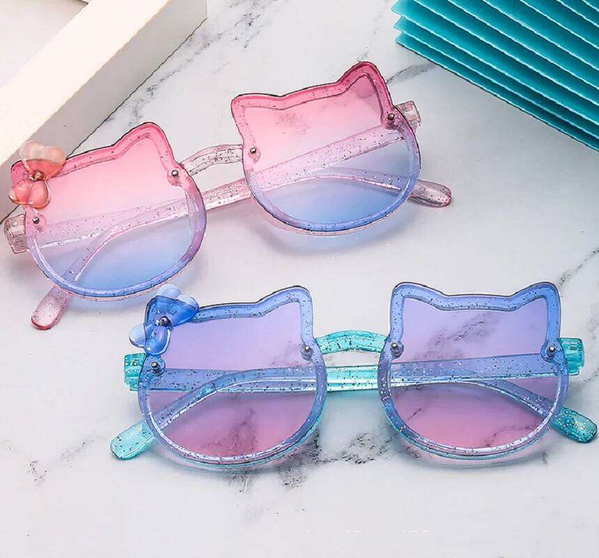 Cat Ears For Kids Girls Boy Outdoor Sun Children Cute Animal Cartoon Sunglasses Protection Glasses Z260304