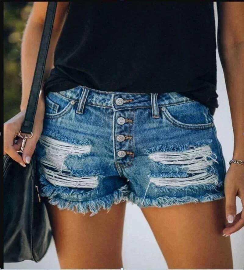 Fashionable Slimming Women Middle Waist Denim Shorts Pant Summer Three Quarter Pants Female Casual Mini Tight Straight Jeans XJ260305