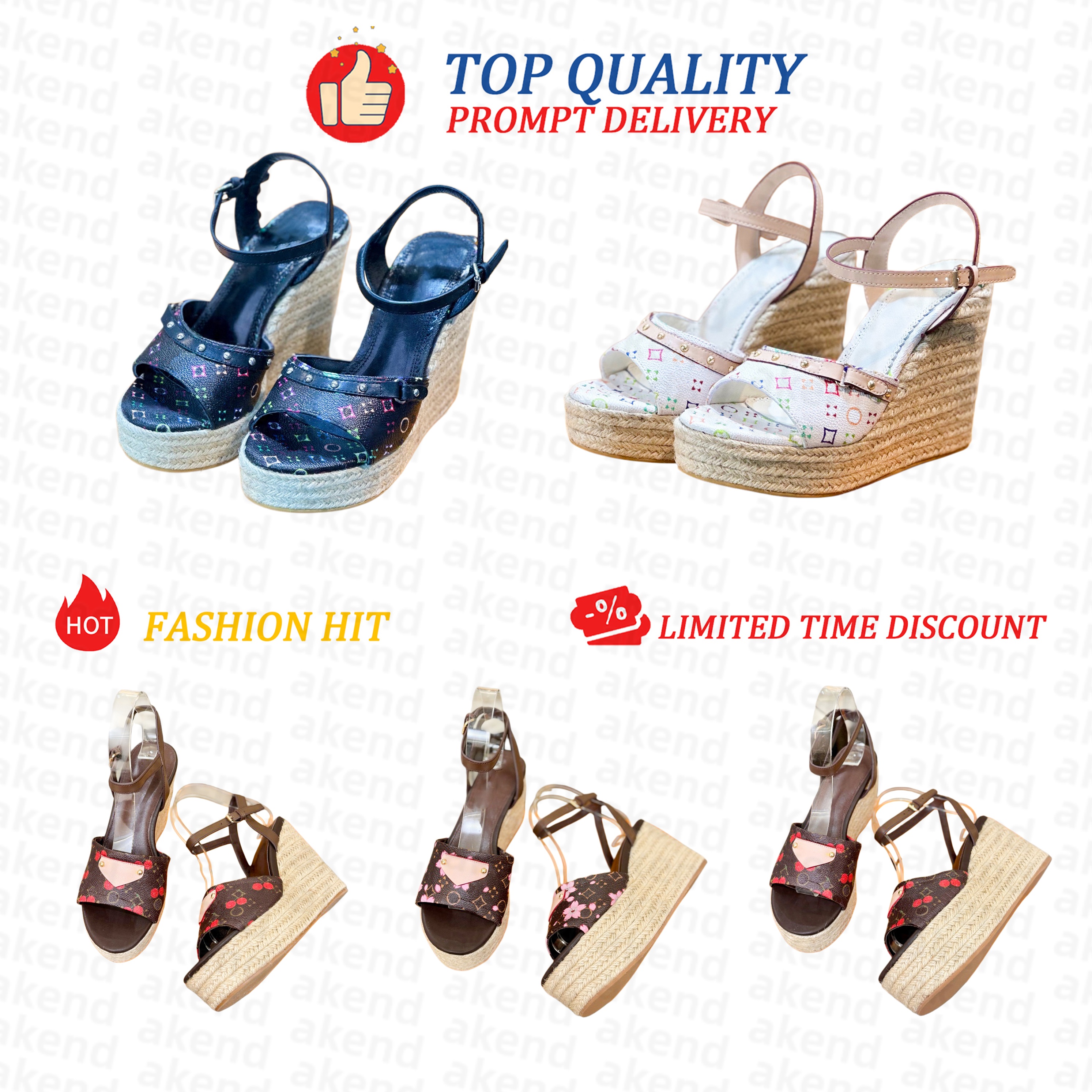 11 Murakami Embroider Gladiator heels slide luxury Designer espadrille wedge sandals sole Womens Sandal Platform beach Sliders holidays Straw pool slipper shoes