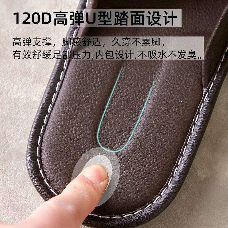 Big Size EU48 Indoor Slippers For Women Men Spring Summer House Shoes Soft Leather Anti-slip Open Toe Couples Home Floor Slides