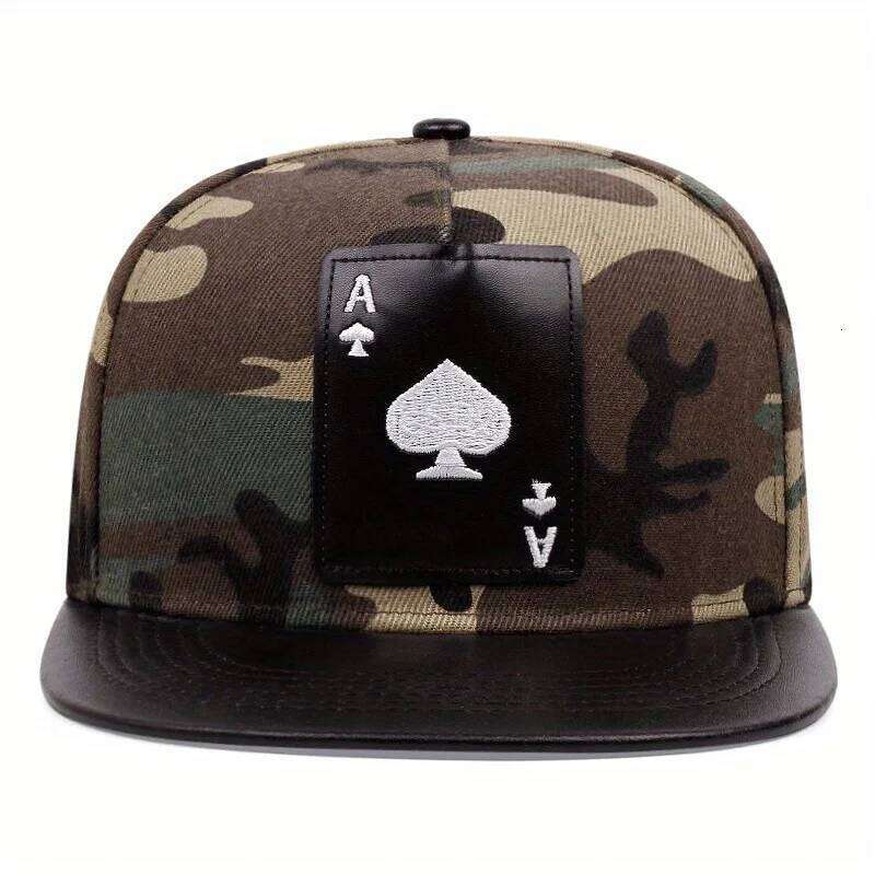 Pu Leather Playing Card Peach Heart K Embroidery Hip-hop Hats Outdoor Adjustable Casual Baseball Sunscreen Hat Hip-Hop Caps Y260304