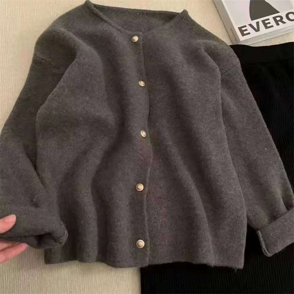 Fashion Round Neck Knit Cardigan Sweater Spring Autumn Korean Casual Long Sleeve Loose Wool Women Knitwear Versatile Basic Tops XJ260305