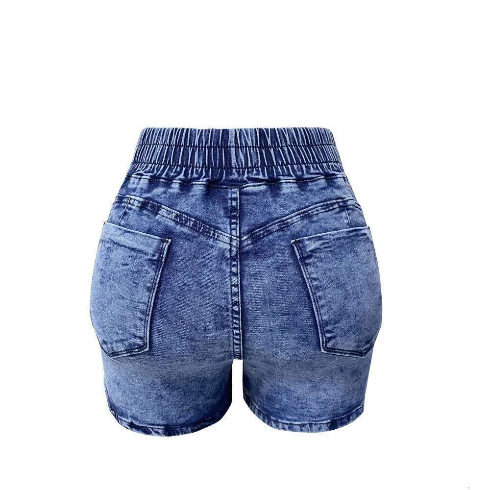 Women Summer Denim Shorts Ladies Elastic Waist Bandage Jeans Skinny Short Pants Feminina XJ260305