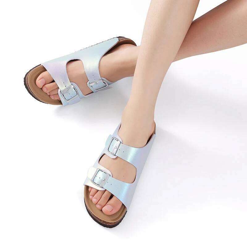 Kidmi New Women's Fashion Indoor And Outdoor Sandals With Double Metal Buckle Popular Comfortable Summer Beach Slippers