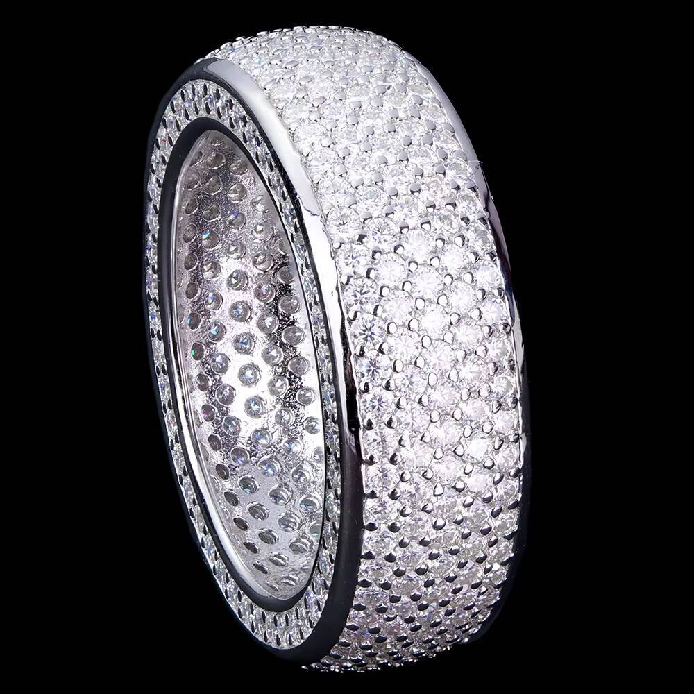 Wholesale Custom Luxury Fine Jewelry Sterling Silver 925 Hip Hop Cuban Iced Out Diamond Mossanite Moissanite Rings for Men Women