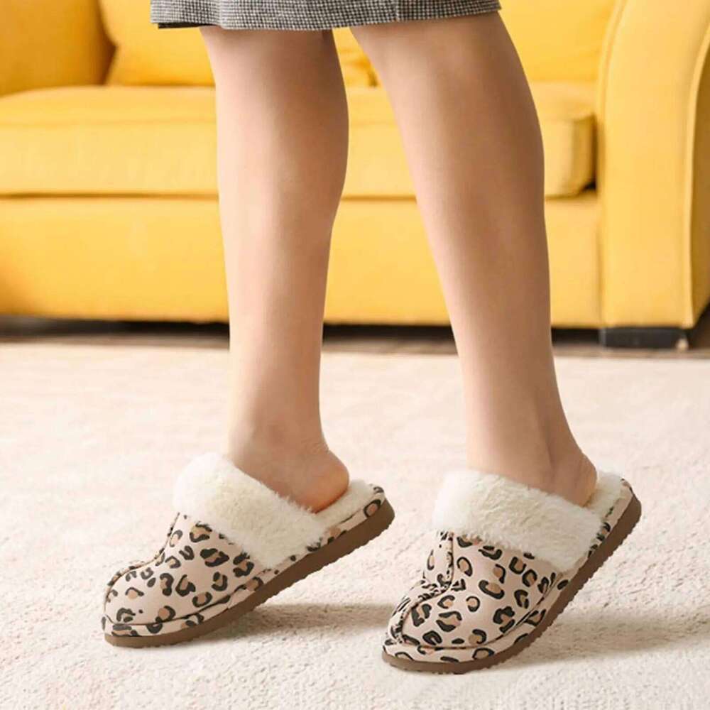 Kidmi Winter Fuzzy House Women Fluffy Flat Cozy Memory Foam Slippers Indoor Outdoor Warm Antiskid Fur Shoes