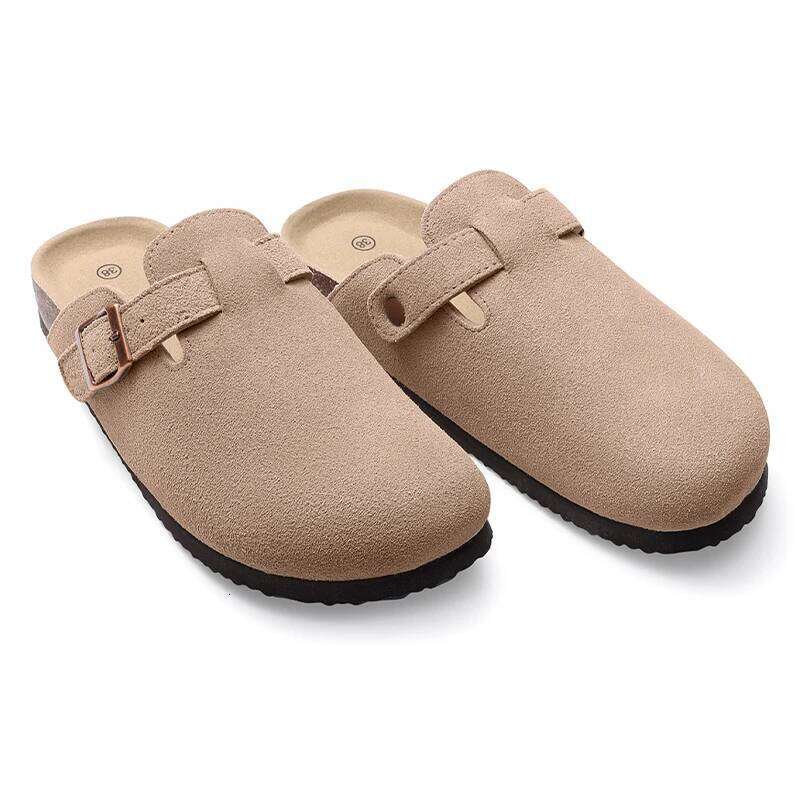 KIDMI New Suede Men Footbed Beach Outdoor Cork Nonslip Mules With Arch Support Women Clogs Slippers