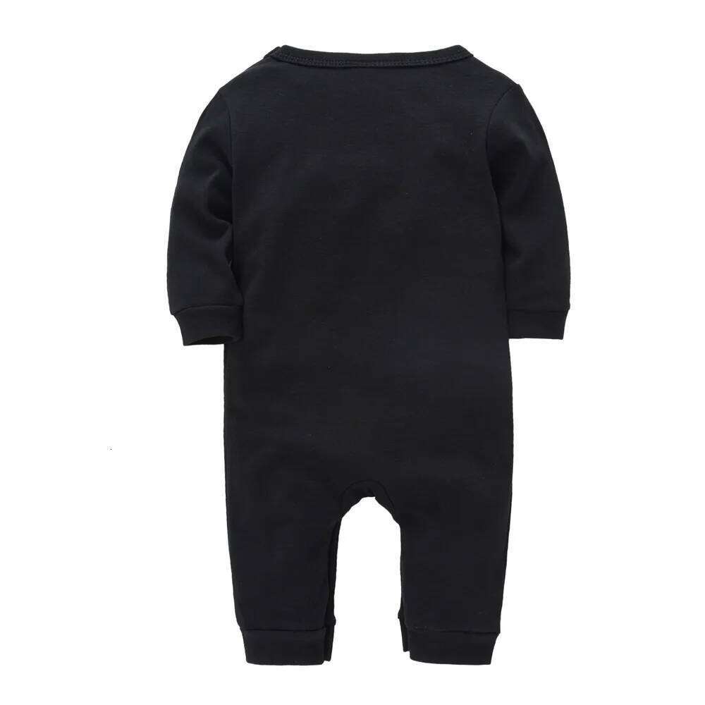 Kavkas Solid Black Baby Rompers Unisex 0-18M Full Sleeve Clothes One Piece 100% Cotton Overalls Infant Jumpsuit Z260304