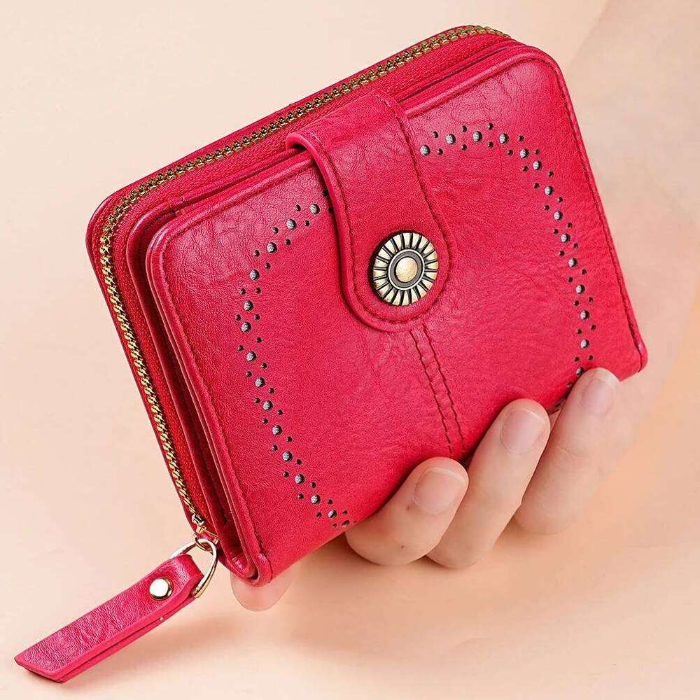 Fashion Wallets Retro Hollow-Out Short Purse for Women Multi-Card Zipper Wallet Europe and America Coin Purses Cards Holder Bags C260304