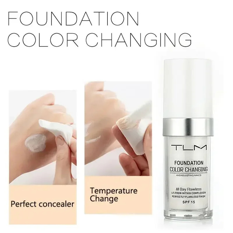 30ML TLM Foundation Color Changing Makeup Base Nude Face Full Cover Matte Concealer Long Lasting Make Up Liquid Foundation Cream 260305