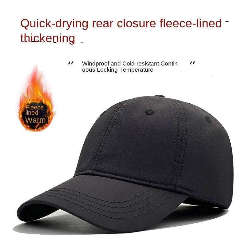 Quick Dry Waterproof Back Closed Big Head Baseball Cap for Men Women Fleece Lining Autumn Winter Spring Hats 55-60cm 61-65cm Y260304