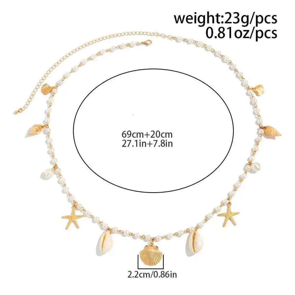 Ingemark Bohemian Imitation Pearl Starfish Conch Pendant Waist for Women Summer Beach Sexy Bikini Body Chain Charm Jewelry S260304