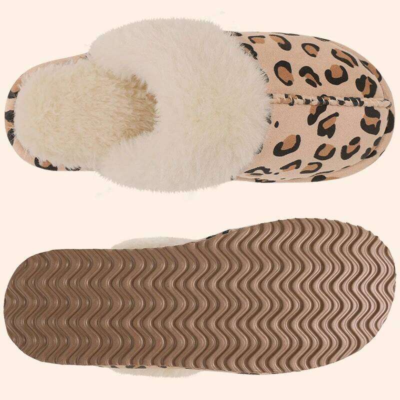 Kidmi Winter Fuzzy House Women Fluffy Flat Cozy Memory Foam Slippers Indoor Outdoor Warm Antiskid Fur Shoes