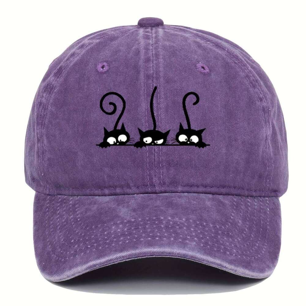 Three Cute Cat Printed Baseball for Men and Women Outdoor Leisure Sunshade Duck Tongue Hats Y260304