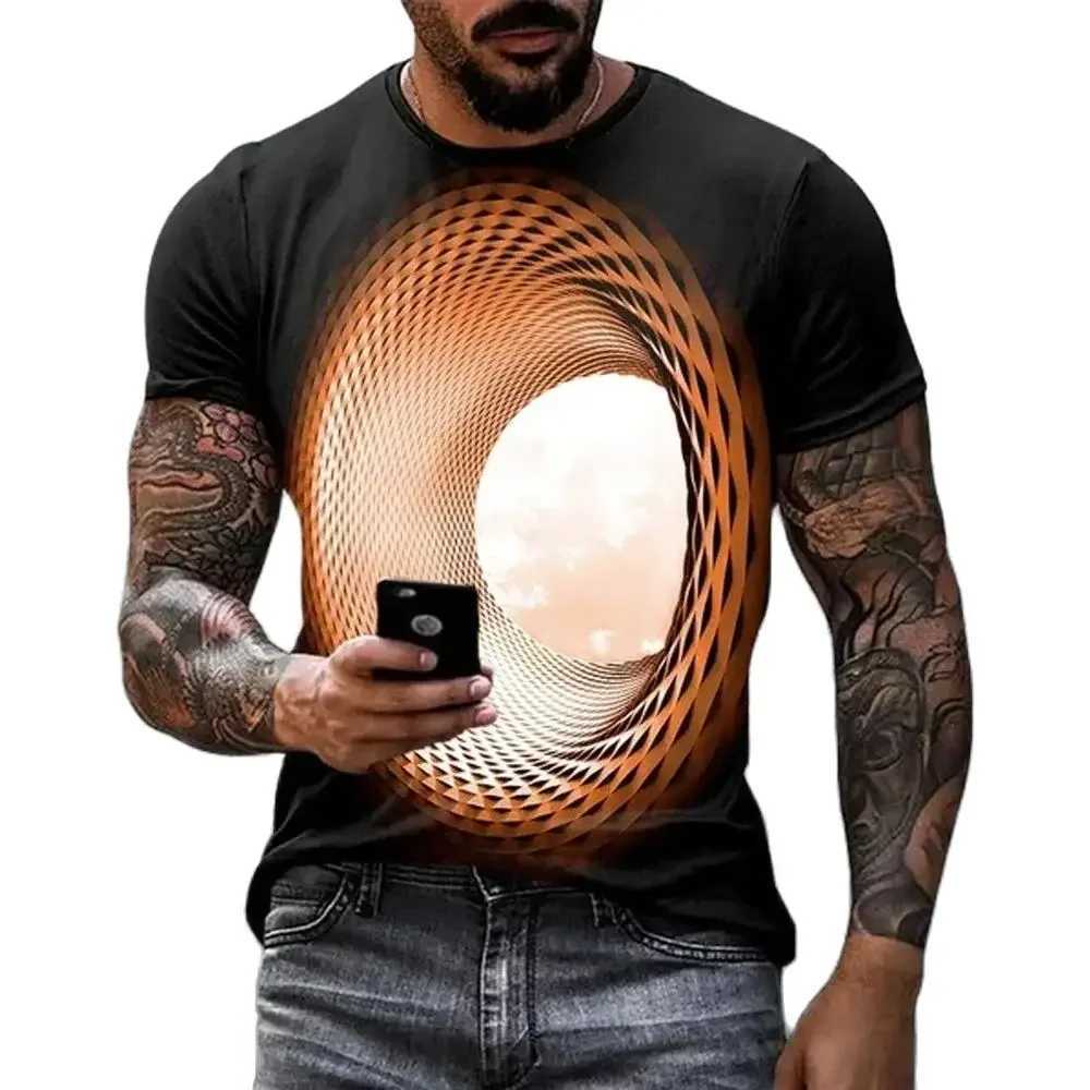 Fashion Hot Sales Personality Fun Sky graphic t shirts For Men New Casual Three-dimensional Vortex Printed Oversized O-neck Tees M260305