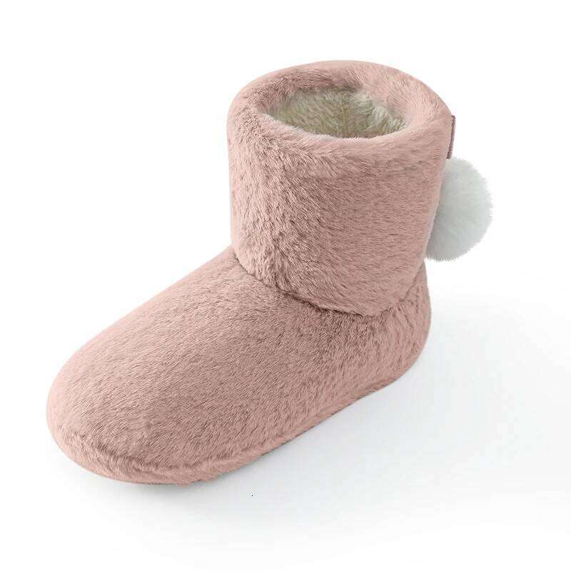 Kidmi Winter Fuzzy Fashion Hairball Indoor Cute Warm Fluffy Snow Boots Antiskid Women Shoes