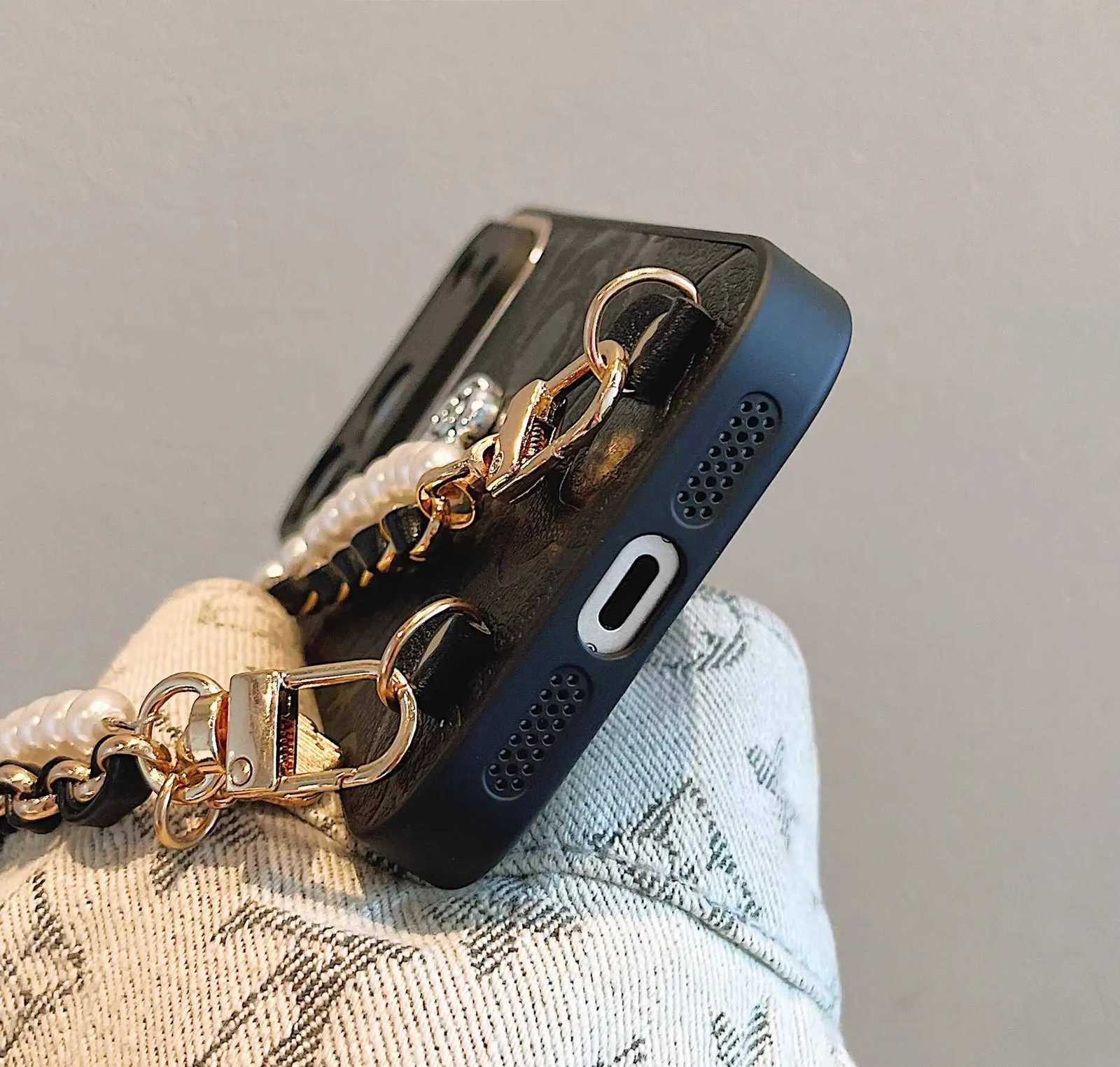 Luxury Camellia Embossed Phone Case with Pearl Chain & Lens Protector For iPhone 17 Pro Max 16 15 14 13 12 Air | Premium Leather CoverT260305