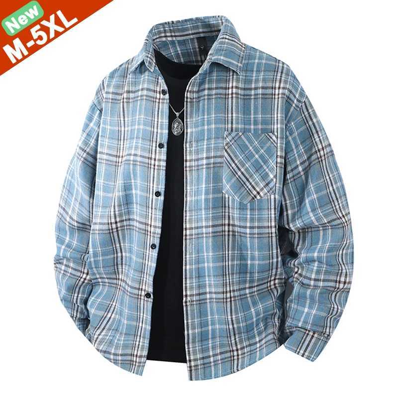 Free Ship Shirts Men Casual Men Shirts Male Spring Summer Plaid Long Sleeves Shirts CloTHing YouTH Japan Korea Coats M-5XL M260305
