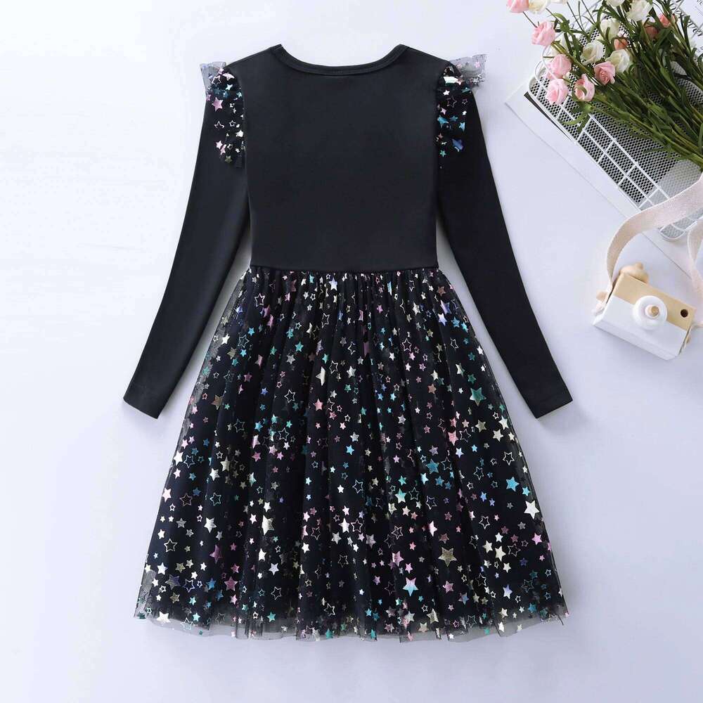 Girls' Christmas Unicorn Printed Mesh Cotton Dress LH1709 Z260304