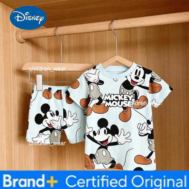 Disney Boys Girls Costume Mickey Mouse TShirtShorts Two Piece Set Summer New Cartoon Tees Loose Shorts Kids Thin Tracksuits H260305