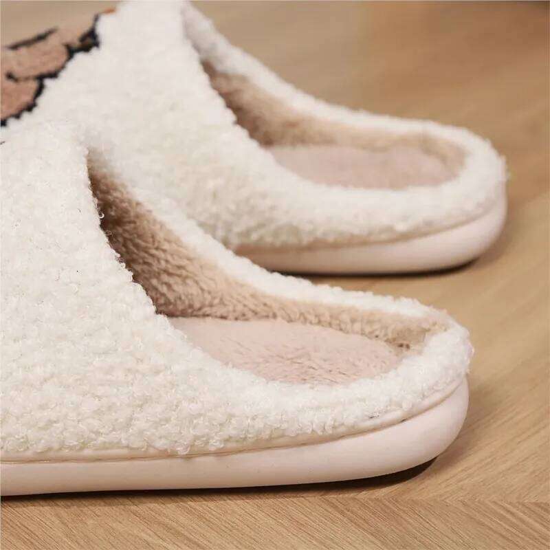 Kidmi Women Popular Winter Warm Non-slip Plush Cotton Comfortable House Slides Unisex Slippers