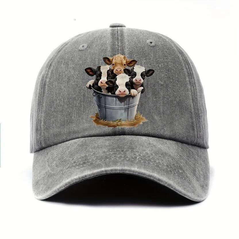 Cute cow print baseball with adjustable brim outdoor sun protection casual duckbill cap suitable for men and women Y260304