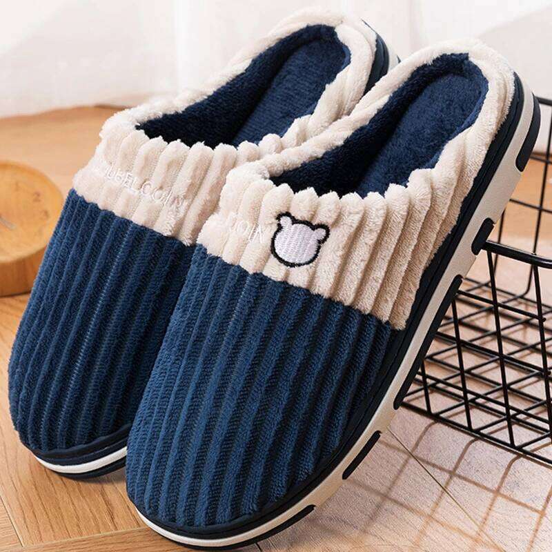 Kidmi Women Indoor House Soft Antiskid Warm Casual Cozy Men Winter Outdoor Couple Cotton Slippers