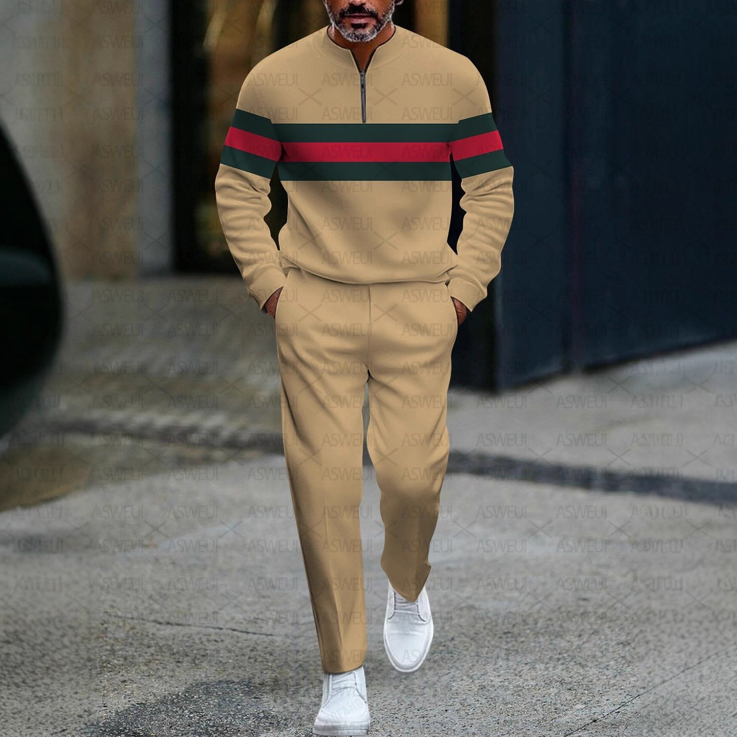 Luxurious Brand Designer Clothing 2026 New Style Half-zip Pullover T-shirt For Men - Casual And Fashionable Long-sleeved Clothing - Men's Sportsw