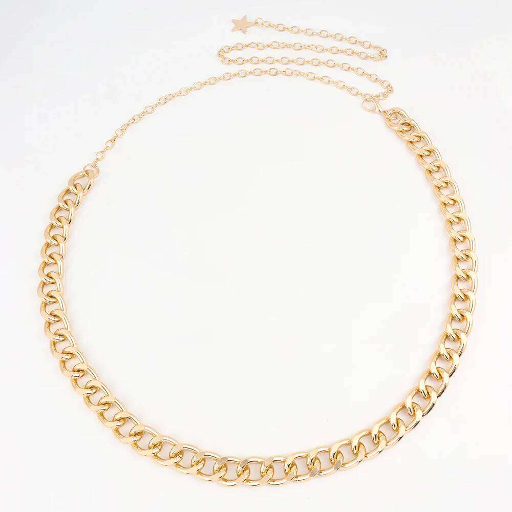 Ladies simple metal waist Star Pendant sexy elegant dress gold silver body chain S260304