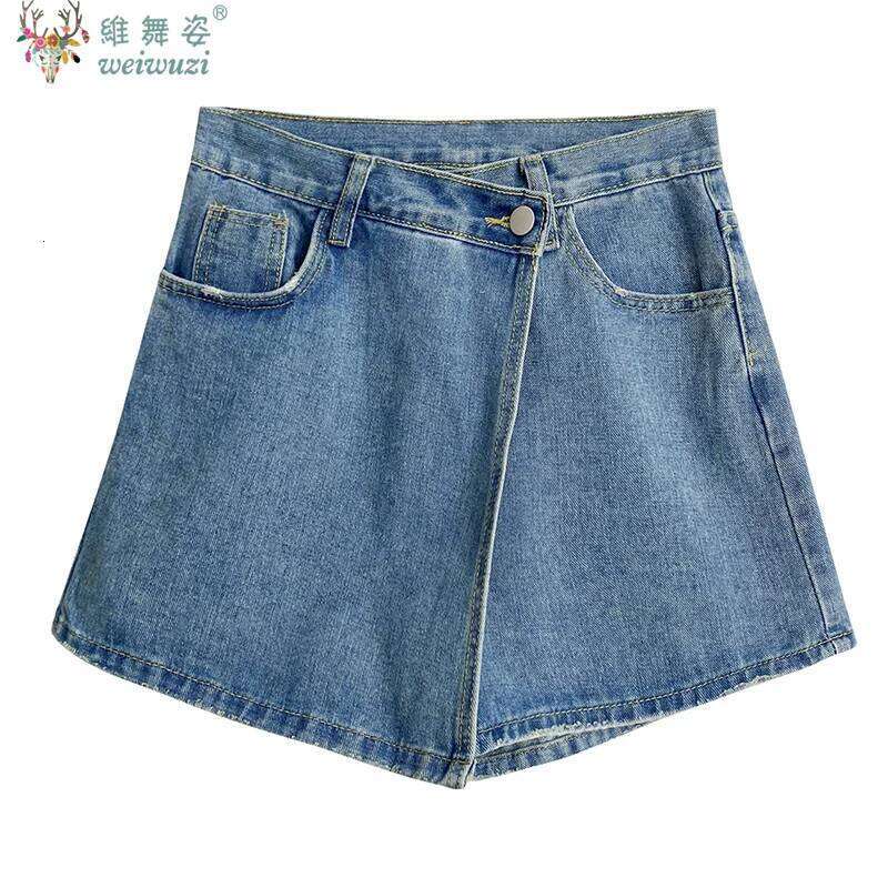 2026 Summer High-waisted Slimming Denim Skirt for Women Versatile Unique Fashion Exposure-proof Irregular A- Line Jeans Shorts XJ260305