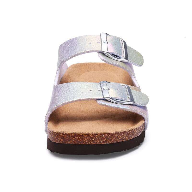 Kidmi Slippers Summer Clogs Cork Mules Beach Slides With Double Buckle Outdoor Women Flat Sandals