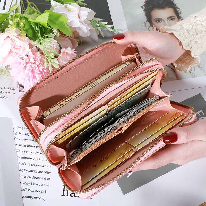2024 New Women's Long Zipper Student Wallet Korean Edition Color blocked Large Capacity Handheld Phone Bag C260304