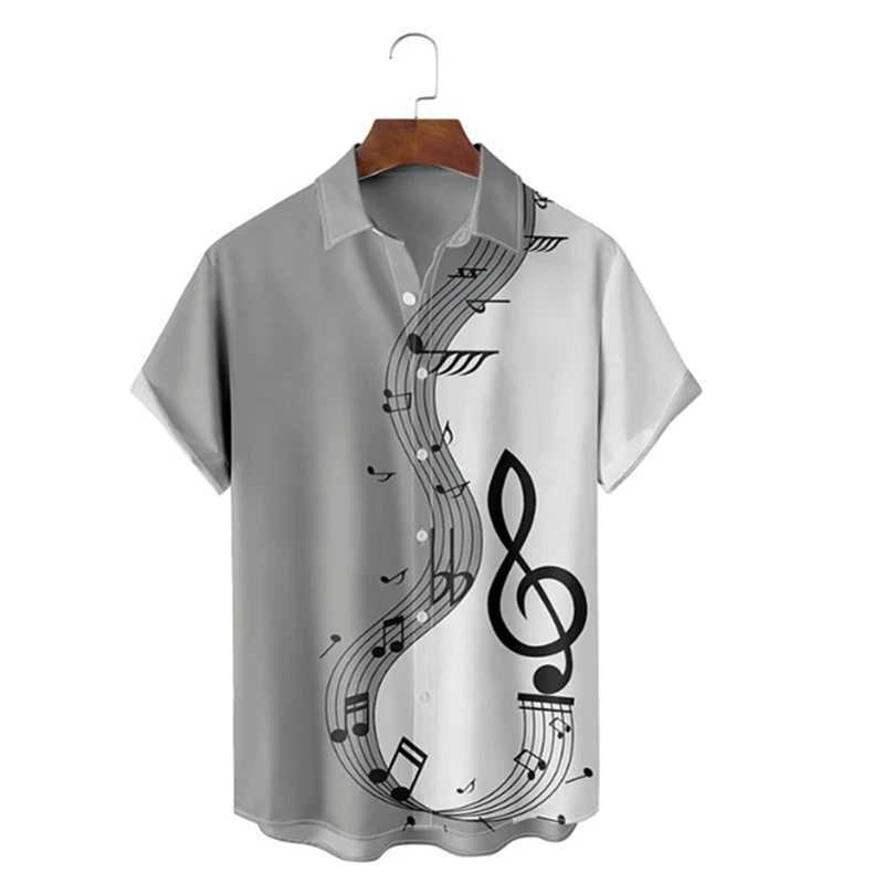 Mens shirt summer Hawaiian shirt pattern print music notes outdoor street short sleeved printed clothing fashion designer M260305