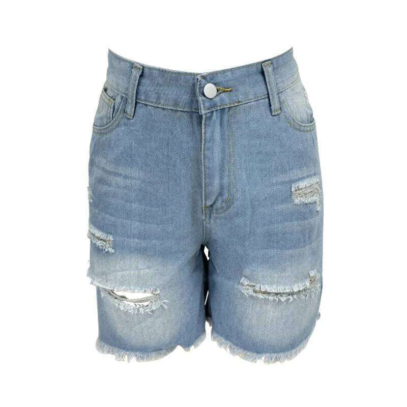 Denim Shorts Women Vintage Jeans Midi Waist Washed Distressed Pockets Short Pant Solid Spliced Casual Sporty 2025 Summer XJ260305