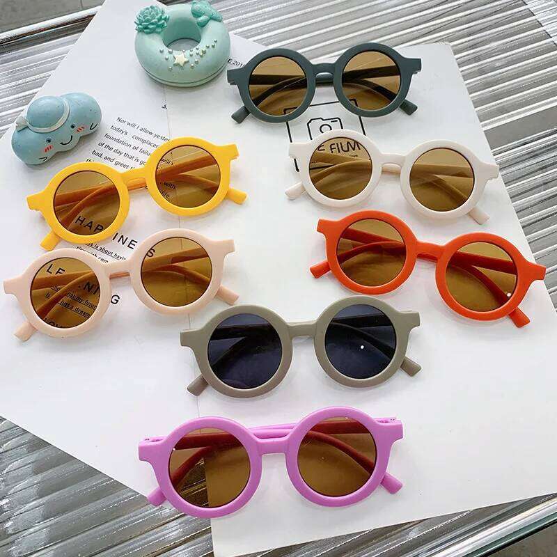 Kids Inset Style Round Frame 1-10 Year Old Baby Sunglasses Children's Shading Sun Protection UV400 Gafas De Sol Z260305