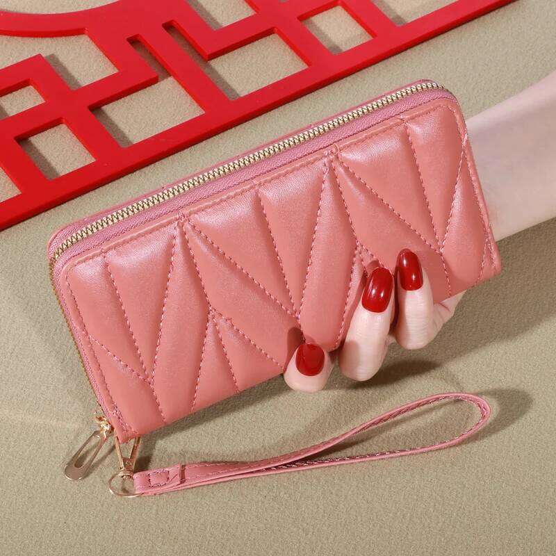 Fashion Quilted Long Wallet For Women, Zipper Around Clutch Coin Purse, Multi Card Slots Mobile Phone Bag C260304