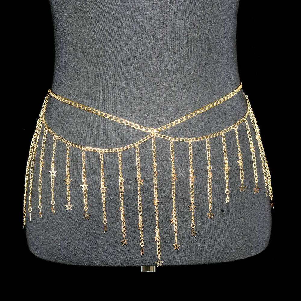 Festival Women's Metal Body Jewelry Sexy Fashion Belly Tzitzit Stars Waist Chain Birthday Party Daily Wear Accessories S260304