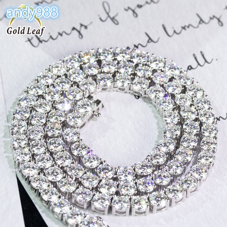 Goldleaf Trendy Hiphop Tennis Chain Bracelet 925 Silver Gold Plated 3/4/5mm 5A Moissanite VVS Cubic Moissanite White Gold Tennis Link Diamond