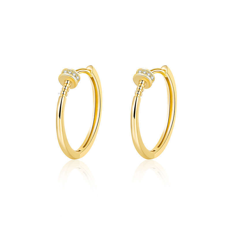 Womens Jewelry Earrings Hoop Korean Style Fashionable Round Zircon Inlaid Simple Elegant Geometric Designer Ear Accessories Multi-Scene Wear Ear Ornam