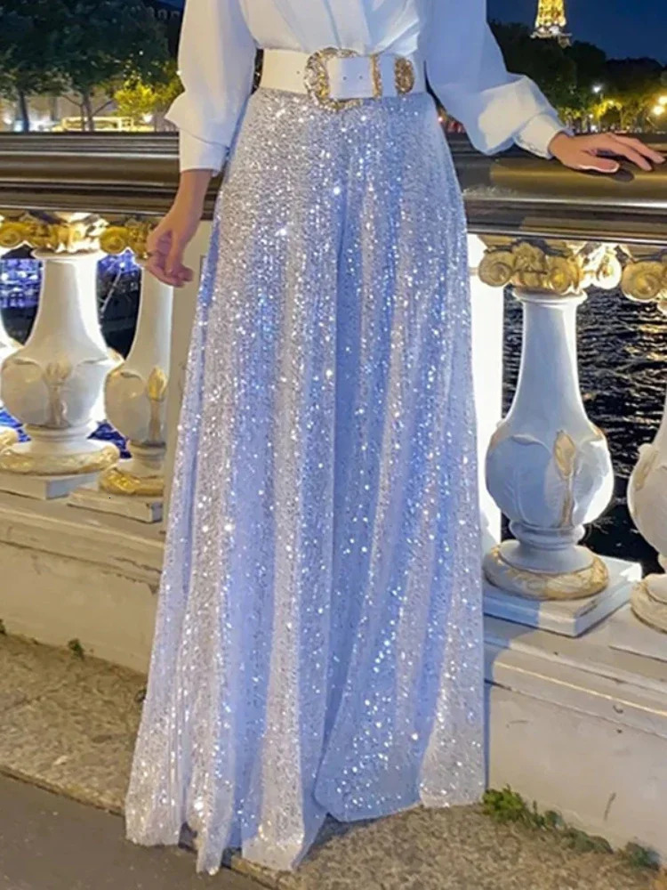 TARUXY Splice Sequins Maxi Dresses For Women Fashion Folds Loose V Neck Elegant Dress Femme Party Evening y 260302