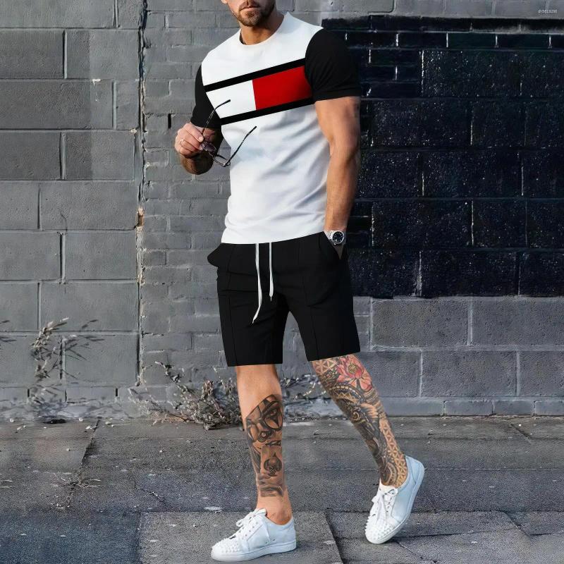 Men's Tracksuits Arrives T-shirts Shorts 2PCS Suit Summer Fashion Color Matching Mens Streetwear
