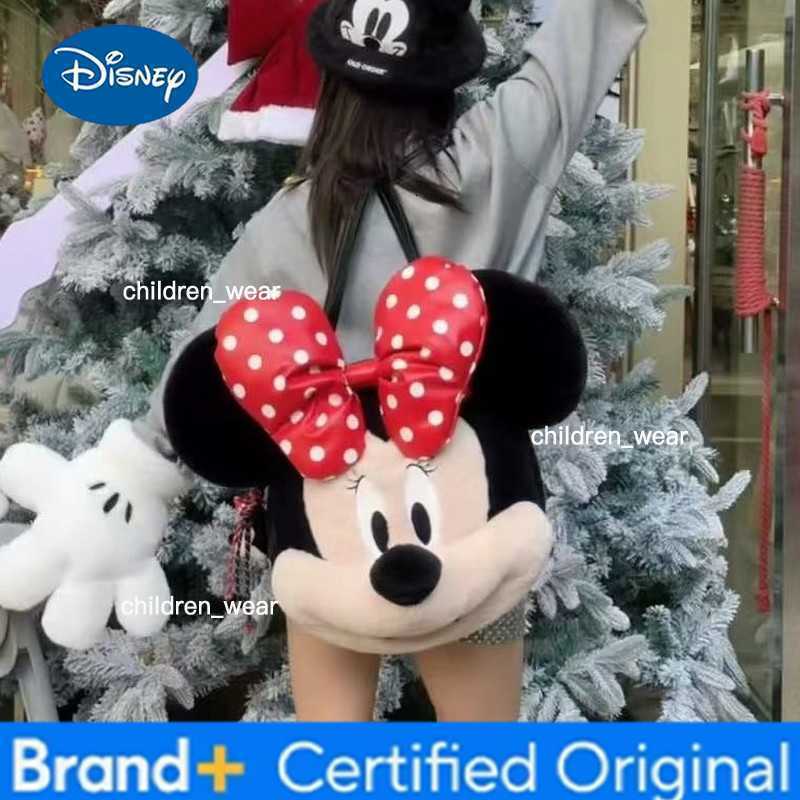 Disney New Cute Plush Cartoon Mickey Big Face Backpack for Girlfriend Travel High Beauty Doll Backpack Lightweight and Versatile H260305