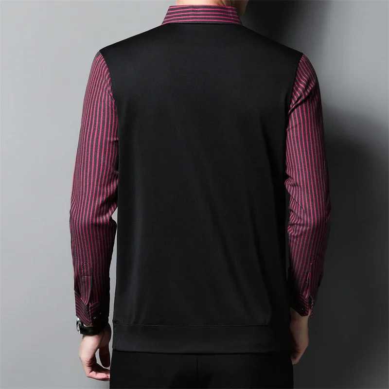 2025 New Mens Casual and Fashionable Long SLeeved Shirt with Contrasting Print Anti Wrinkle Top M260305