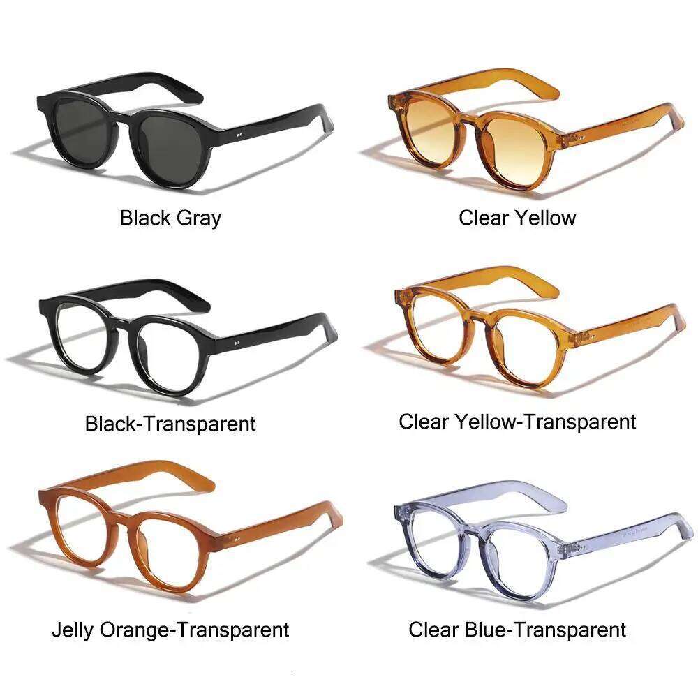 Fashion UV Protection Round Sunglasses Beach/Travel/Streetwear Vintage Shades Clear Lens Glasses for Women & Men Z260304