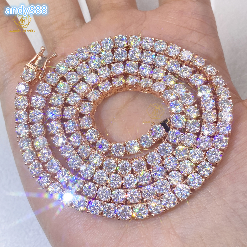2026925 Sterling Sliver Moissanite Tennis Chain 2mm 3mm 4mm 5mm 6mm 65mm Pass Diamond Test Hip Hop Moissanite Chain Bracelet